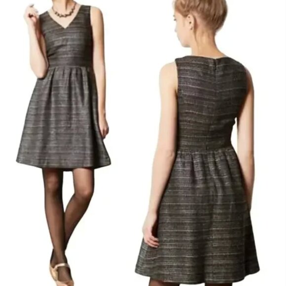Moulinette Soeurs Dress NEW Anthropologie Tweed Metallic Black Sleeveless Size 4 - Picture 3 of 14